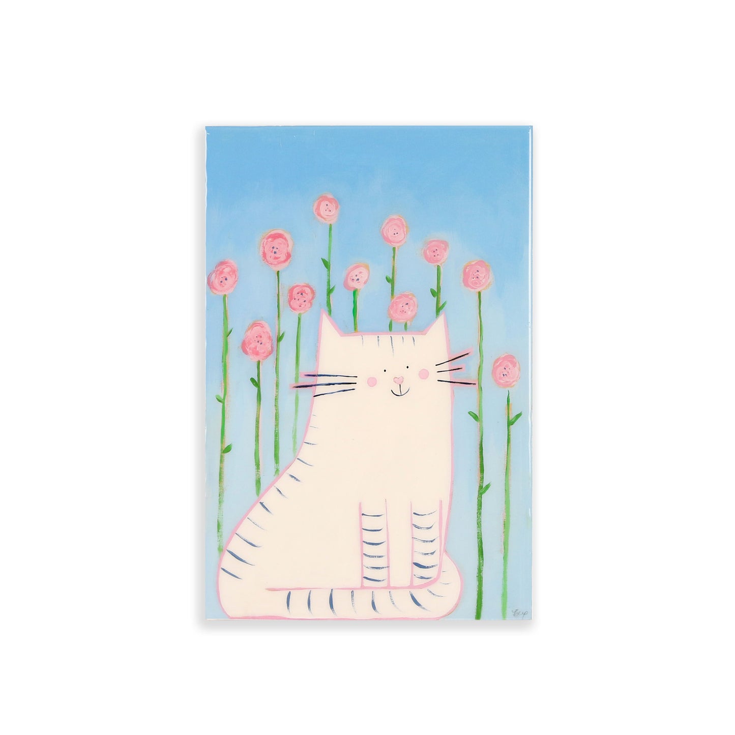 Cat in Flowers - 14 x 18